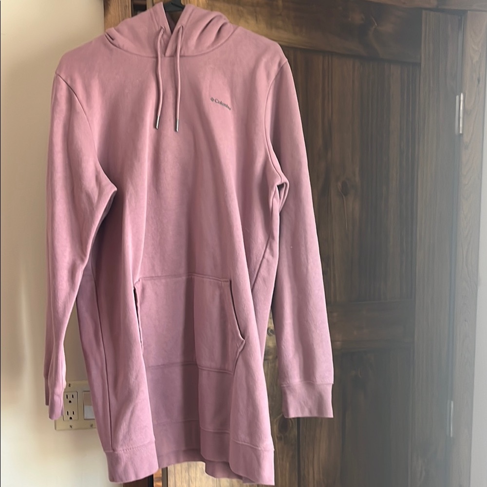 Columbia Long Pink Hoodie Knee Length Sz L